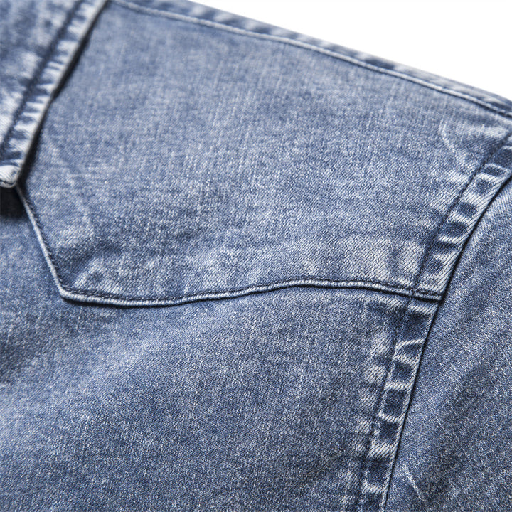Herrer Denim-skjorte med moderne snit og to brystlommer Stilla