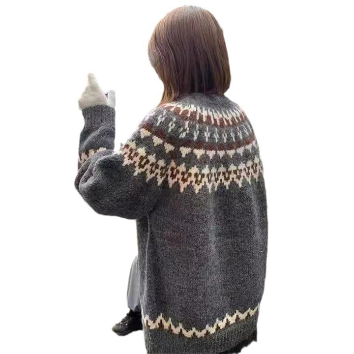 Dame strikket sweater med norsk mønster Stilla