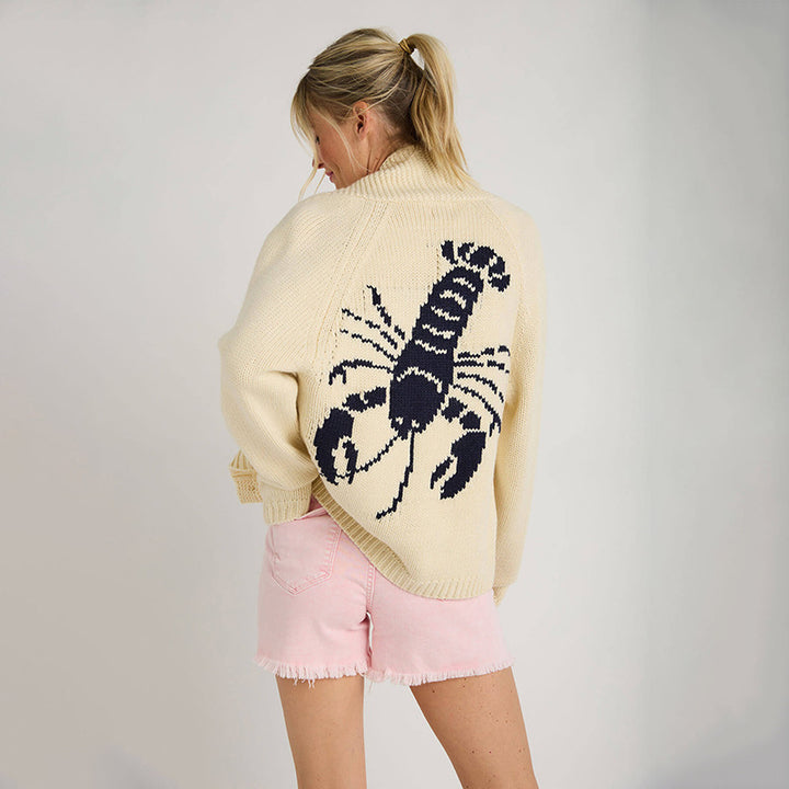 Dame strikpullover med livligt krabbe-design Stilla