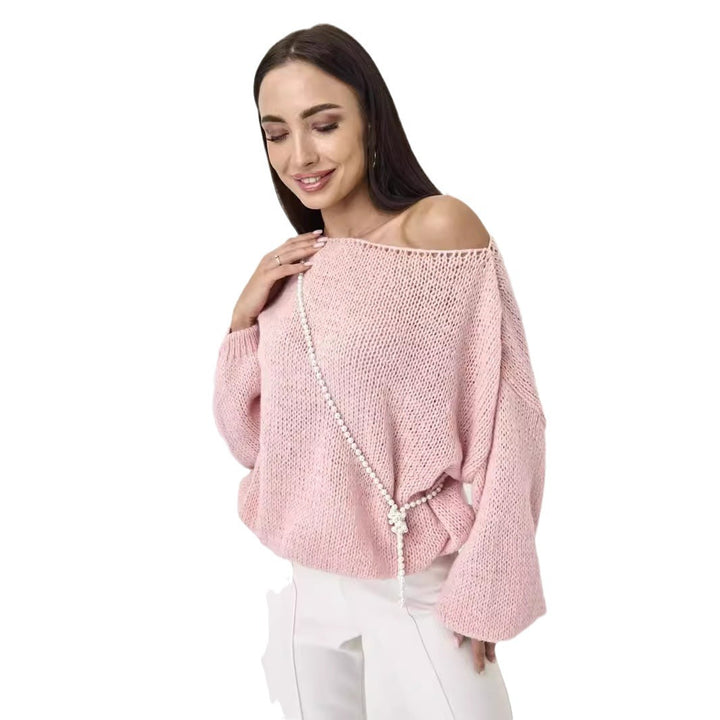 Kvinders casual chunky striktrøje med brede ærmer og rund hals Stilla