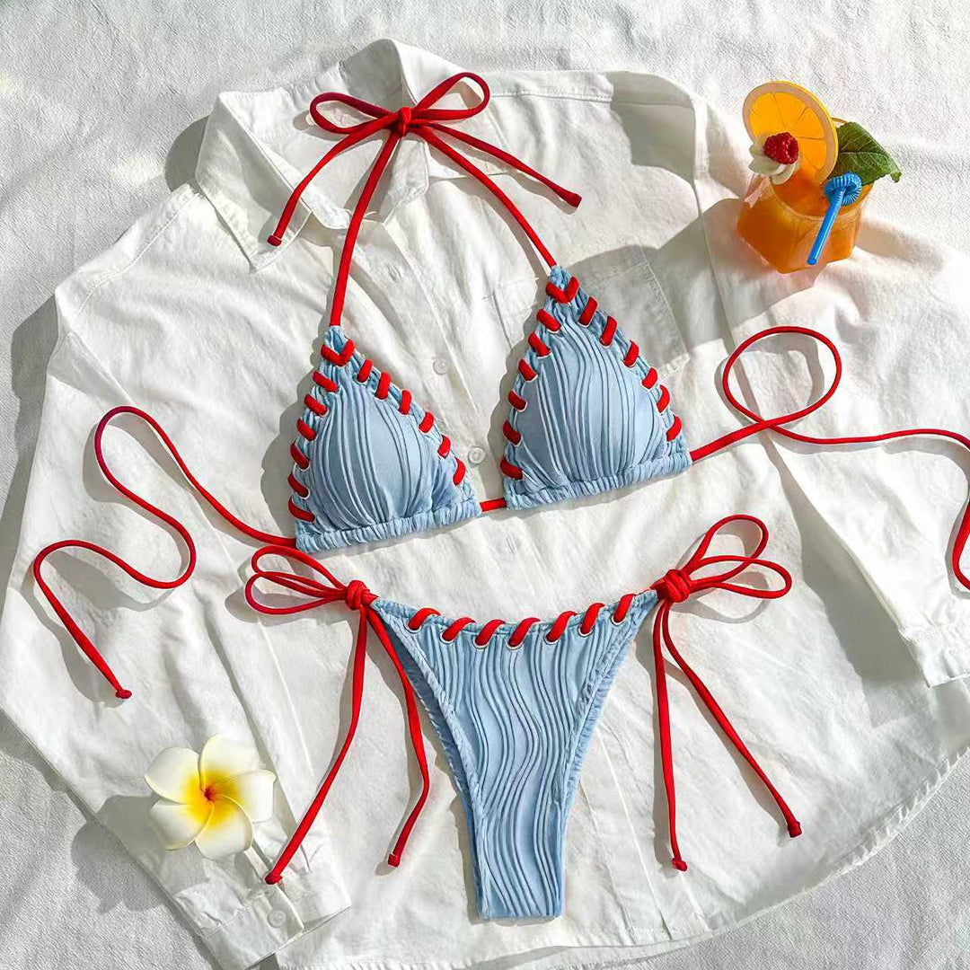 Dame Bikini-sæt med elegant flæsedesign og justerbare stropper Skovae
