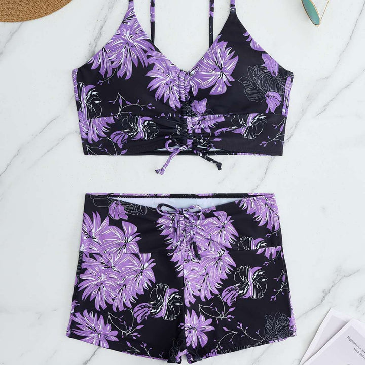 Dame bikini med blomstret flæse design og justerbare stropper Skovae