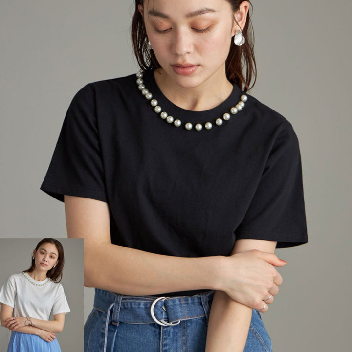 Dame Elegant Perleaccentueret Fritidsbluse Stilla