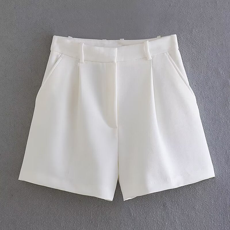 Dame elegante shorts med høj talje og praktiske sidelommer Skovae
