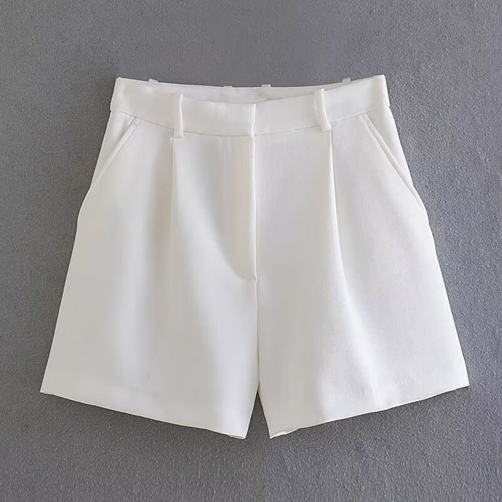 Dame elegante shorts med høj talje og praktiske sidelommer Skovae