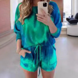 Dame afslappet sæt bestående af top og shorts med moderigtig farvegradient Stilla