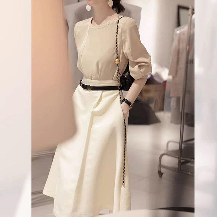 Dame elegant toppen med trendy puffærmer Stilla