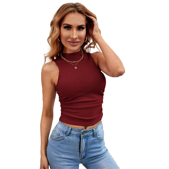 Kvinders ærmeløs crop top lavet af tekstureret ribbet stof Stilla
