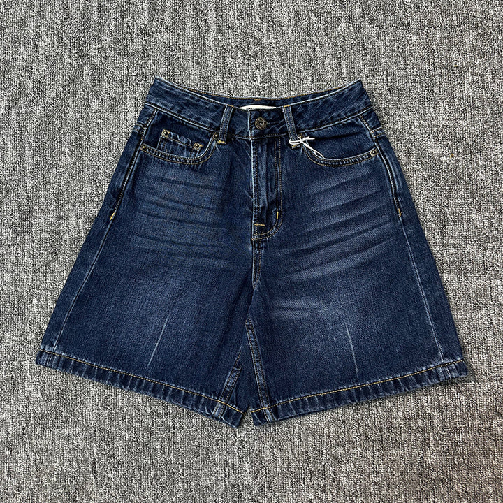 Dame mode Denim-shorts med bred ben Stilla