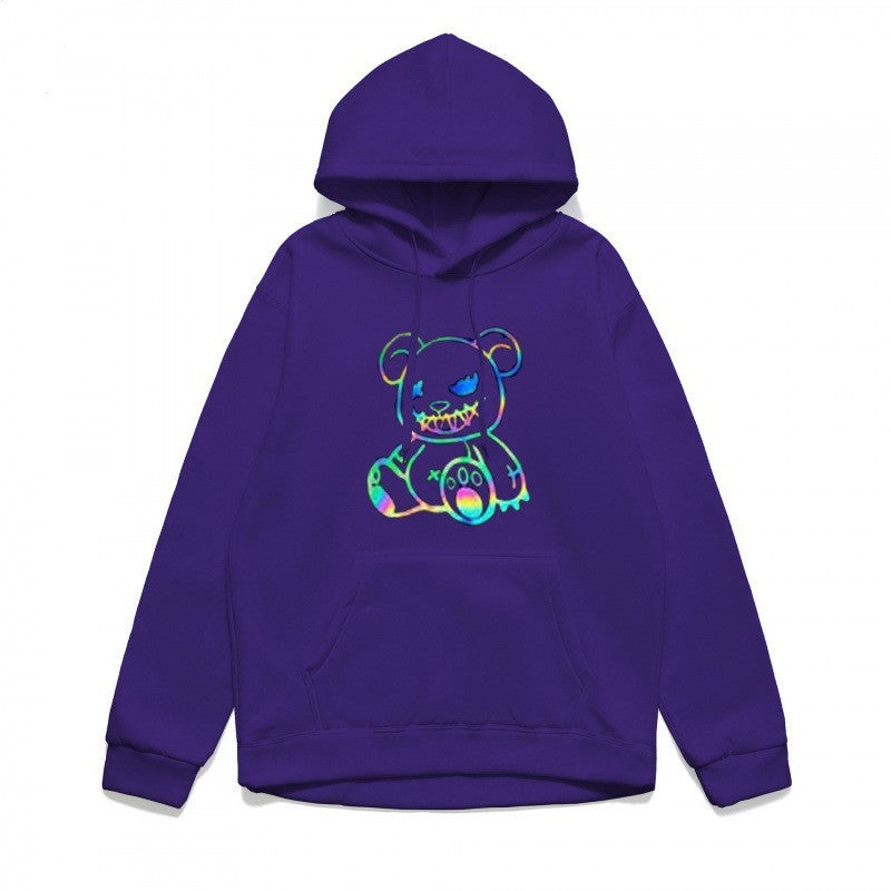 Dame hoodie sweatshirt med sejt bjørnemotiv og komfortabel pasform Skovae