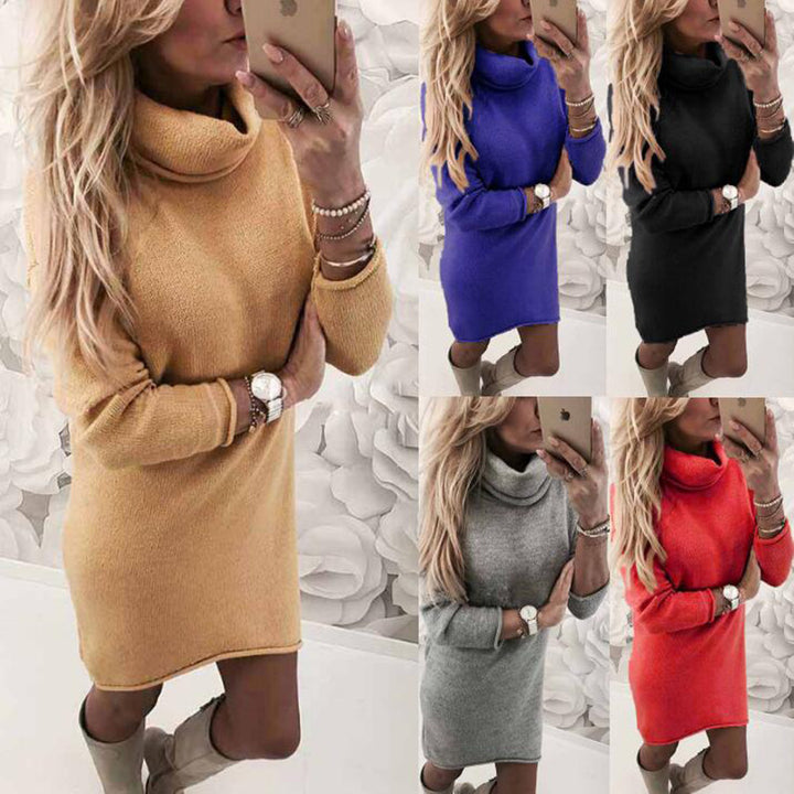 Dame oversize rullekrave sweater kjole Stilla