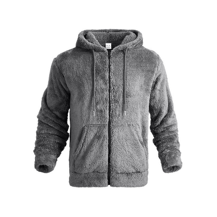 Herre hyggelig fleece-hoodie med praktiske sidelommer og justerbar snøre Stilla