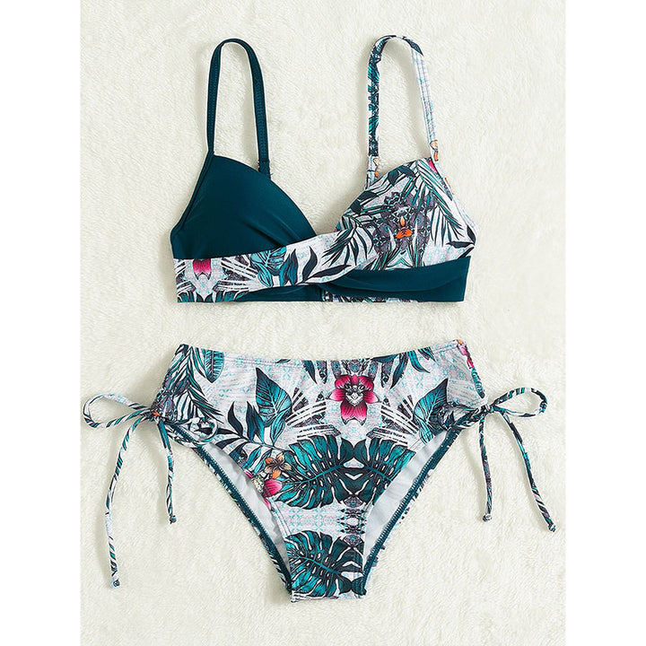 Dame Floral Print Justerbar Bikini-Sæt Stilla