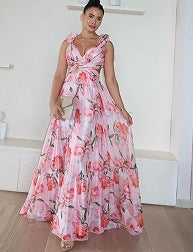 Femme Floral Ryscher Cut-Out Maxi Kjole Stilla