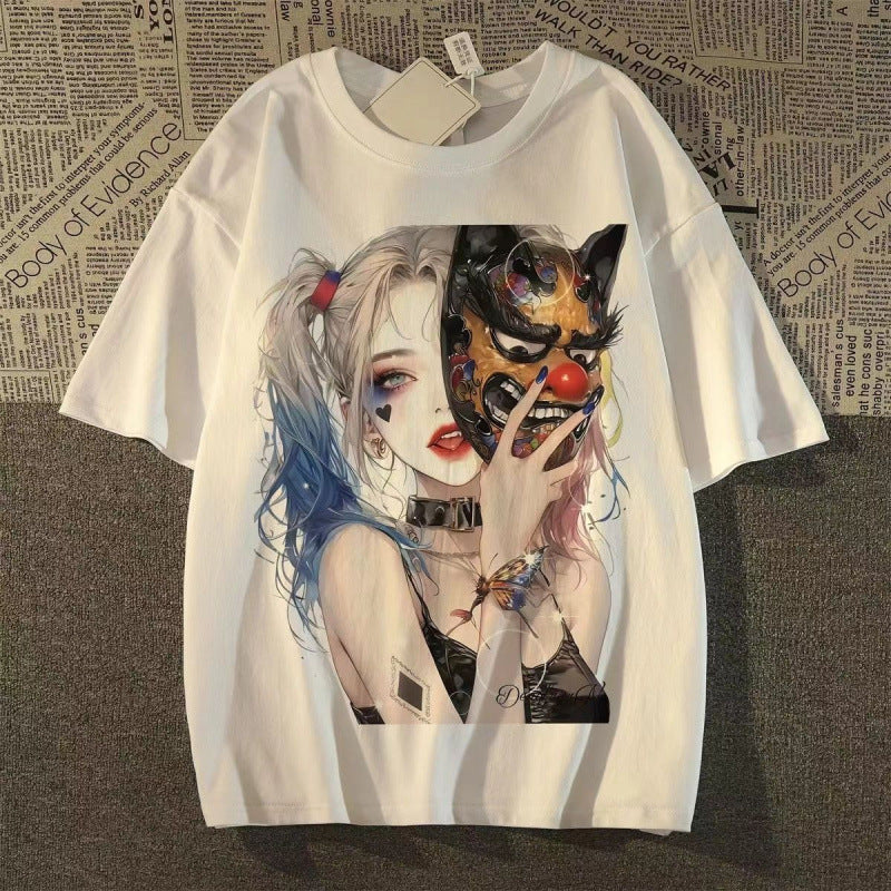 Dame T-shirt med unikt kunstnerisk tryk og afslappet skæring Stilla