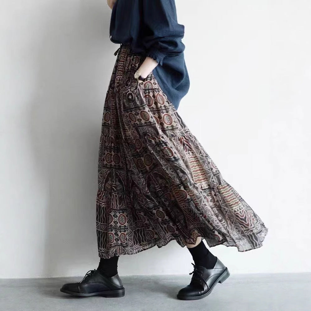 Femme Bohemian Trykt Maxi Nederdel Stilla