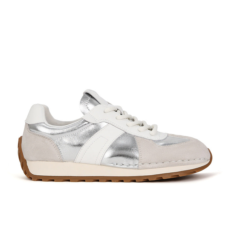 Dame retro-inspirerede metalliske sneakers med ruskindsdetaljer Stilla