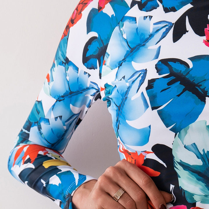 Dame Langærmet Blomster Rashguard Sæt Stilla