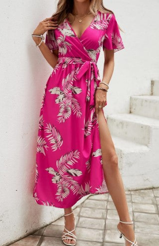 Dame Blomsterprint V-hals Maxi Kjole Stilla