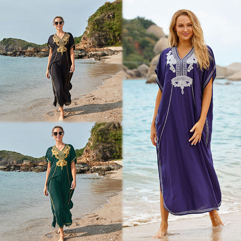 Dame Kaftan med detaljeret broderi og luftig snit Stilla