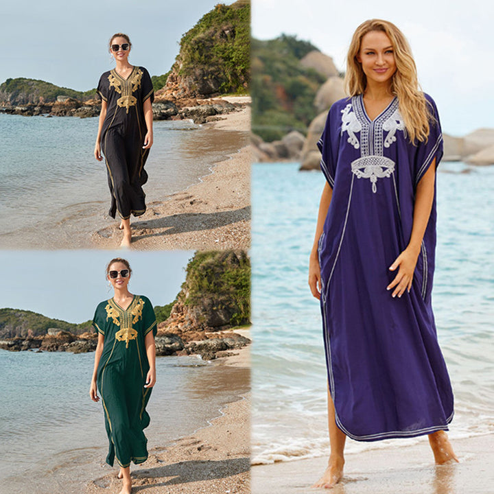 Dame Kaftan med detaljeret broderi og luftig snit Stilla