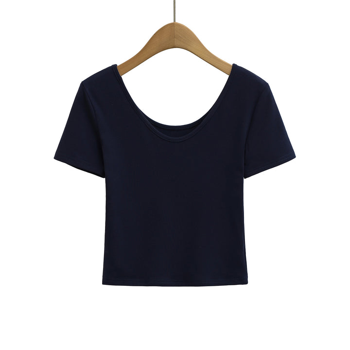 Dame Kortærmet Crop-Top med dyb rygudskæring og komfortabelt stof Stilla