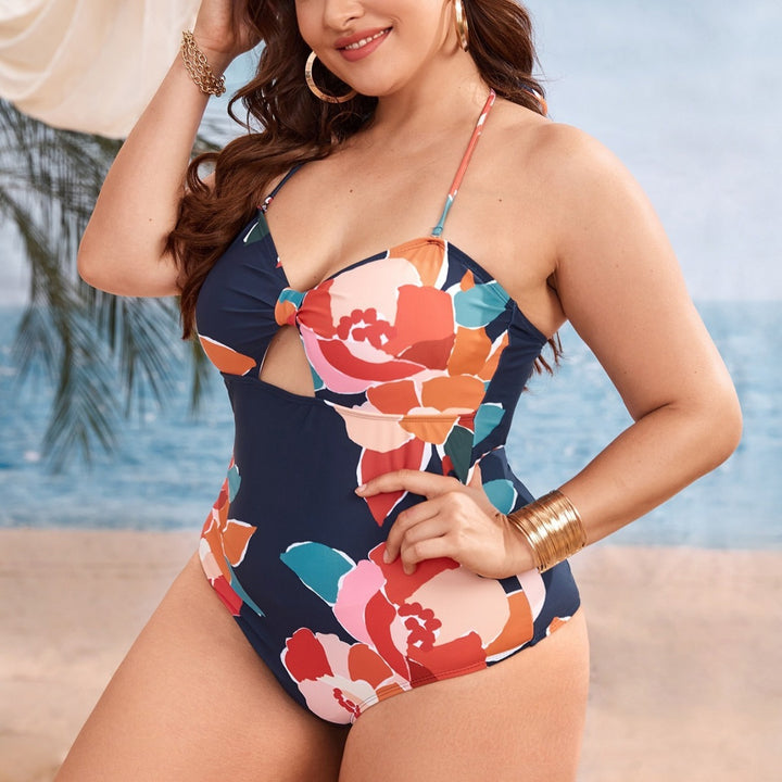 Dame Eintelt Badebadedragt med floral cut-out design Skovae