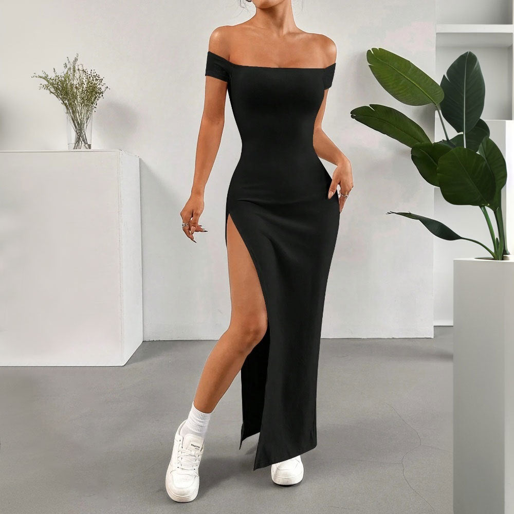 Kvinders maxi kjole med off-the-shoulder skæring og høj slids Stilla