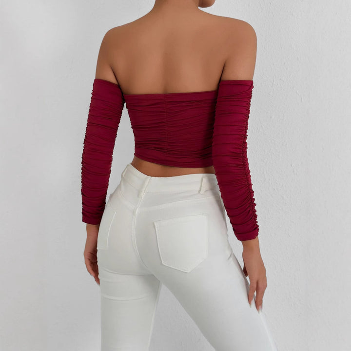 Dame Off-Shoulder Crop Top med Fald Skovae