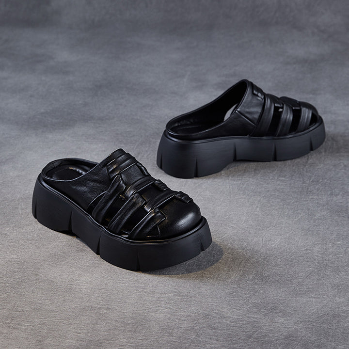 Femme Plattform Slip-On Mules med flettet design Stilla