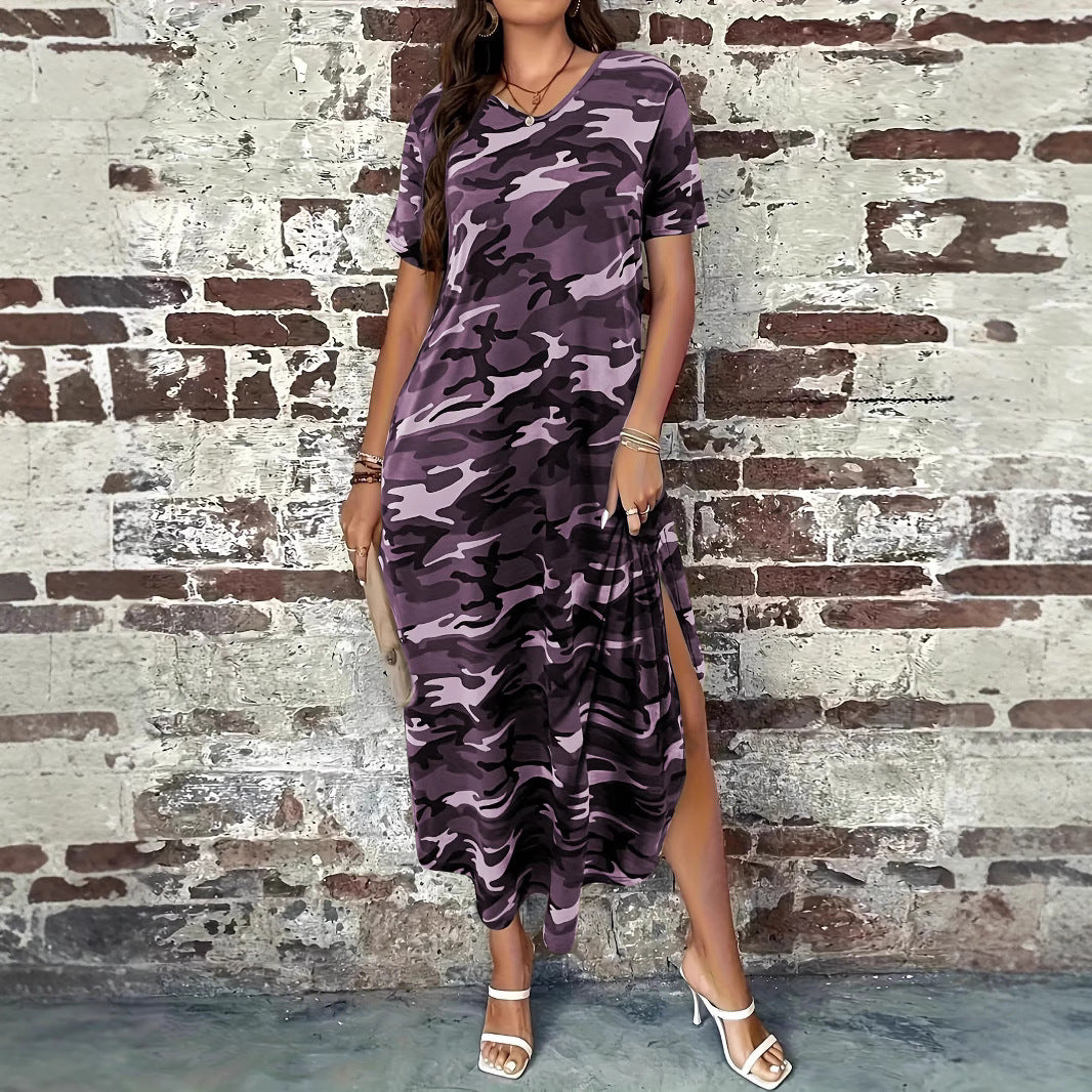 Dame Fritid Camo Print Maxi Kjole Stilla