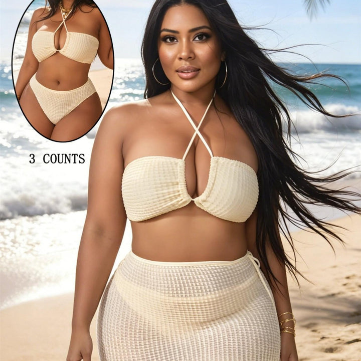 Dame Bandeau-bikini med asymmetrisk nederdel Skovae