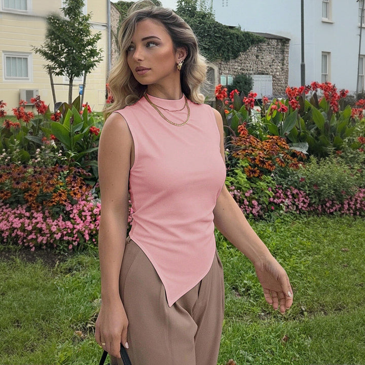 Kvinders asymmetrisk tanktop med elegant draperet design Stilla