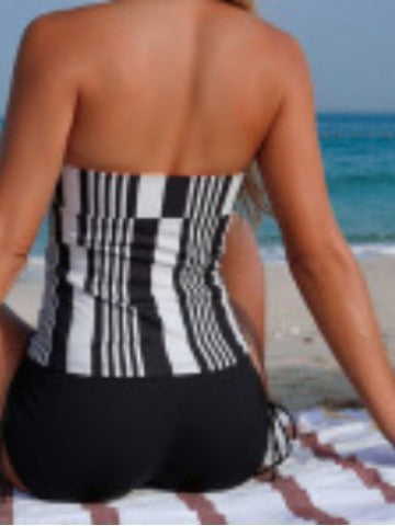 Dame Sporty Tankini med moderne stribemønster Skovae