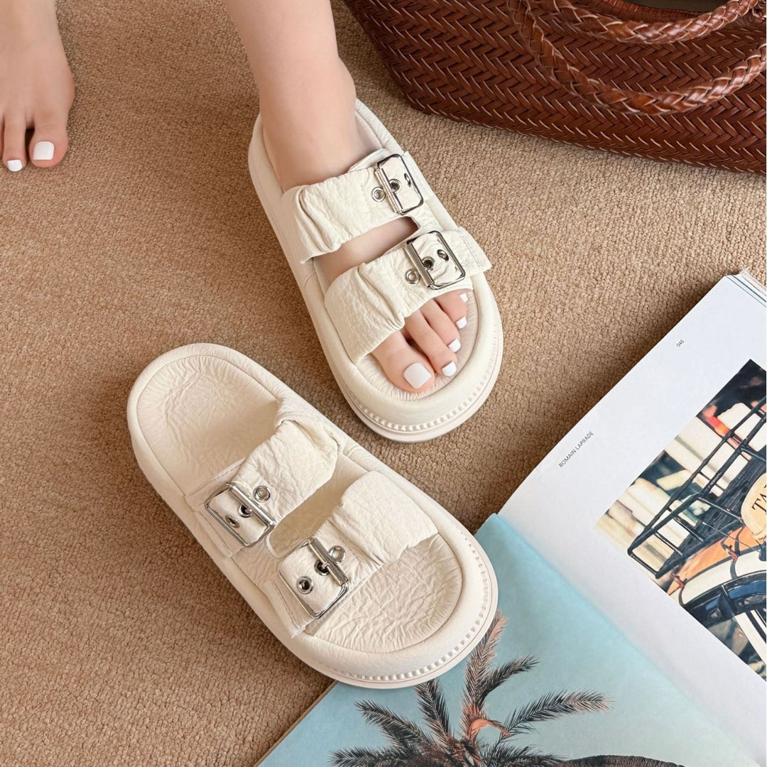 Femme Dobbeltrem Relaxed Slide Sandaler Stilla