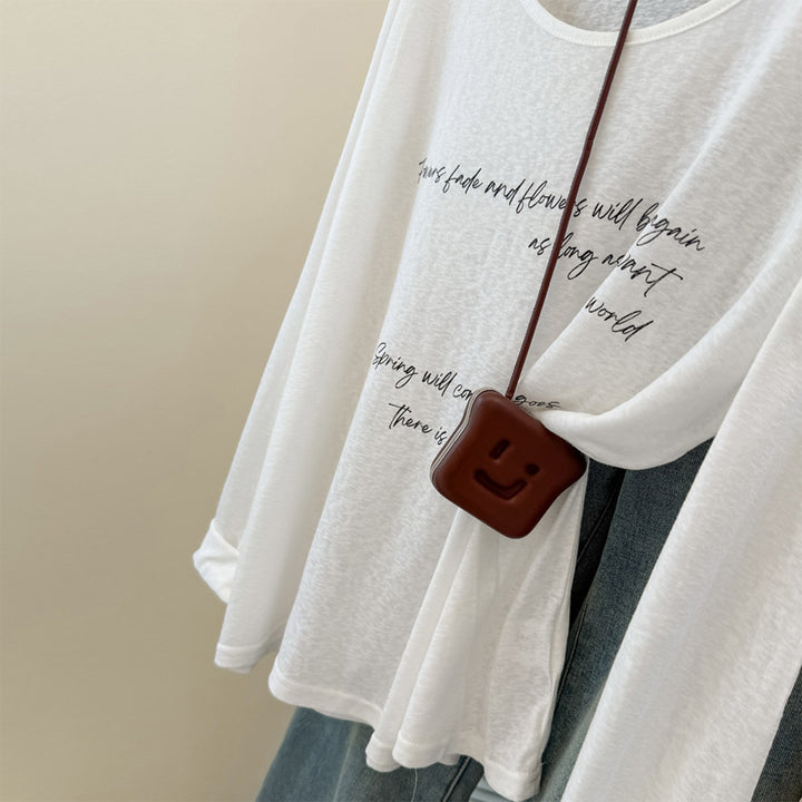 Femme Relaxed Fit Langærmet T-shirt med inspirerende citat Stilla