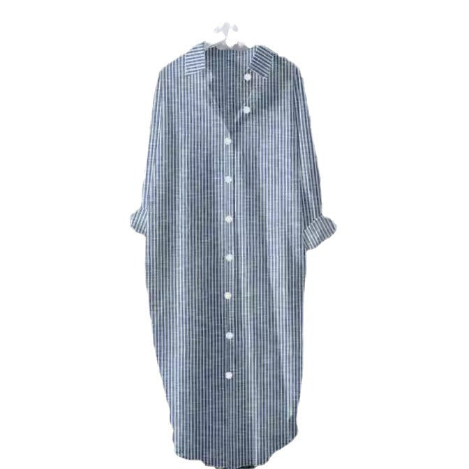 Dame Langærmet Skjortekjole med elegante ternmønster Stilla
