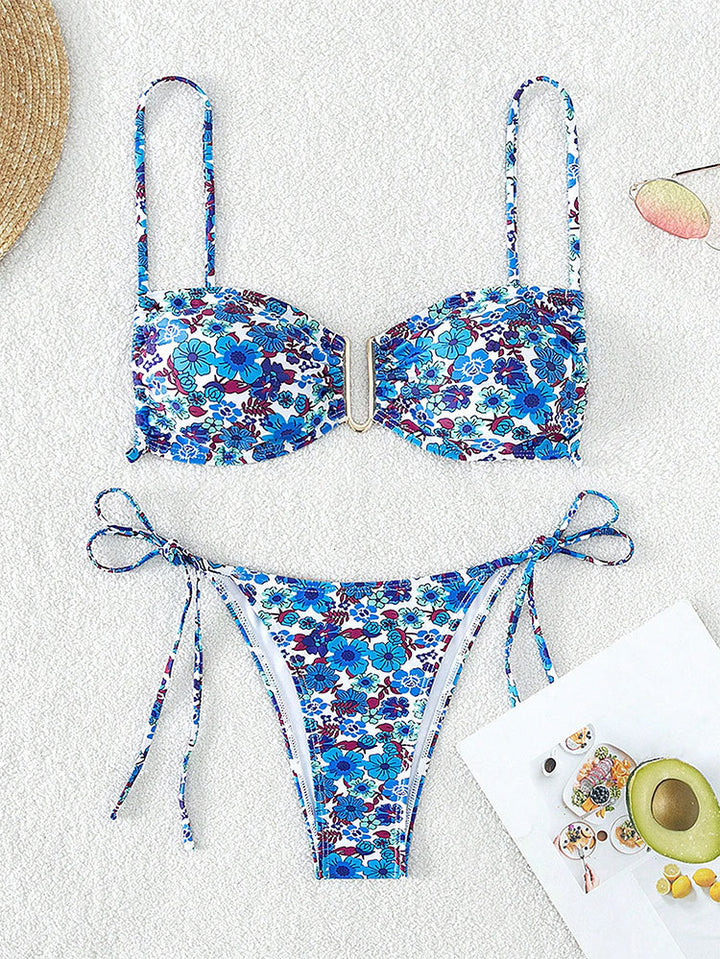 Dame Floral Push-Up-Bikini med justerbare stropper Skovae