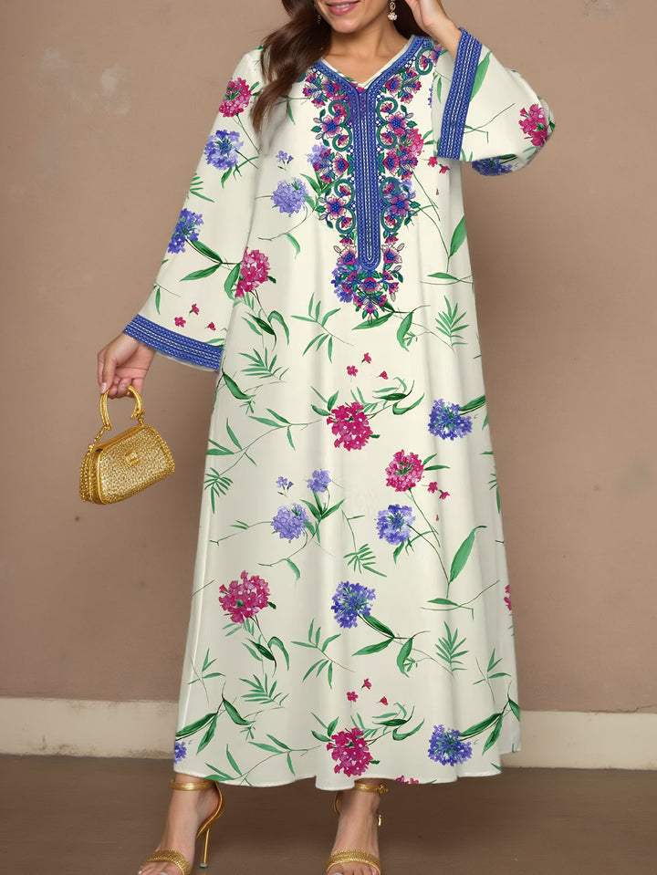 Femme Broderet Floral Maxi Kjole Stilla