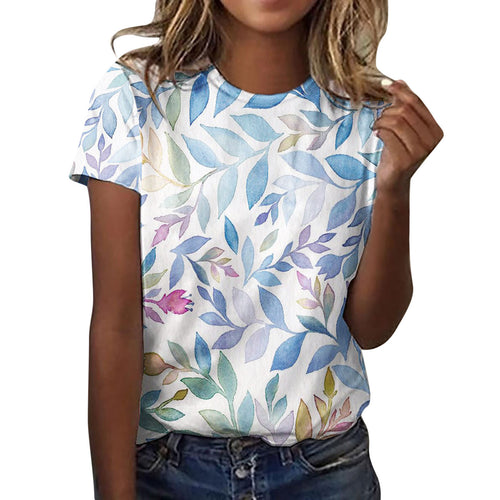 Dame T-shirt med floraltryk og luftig snit Stilla