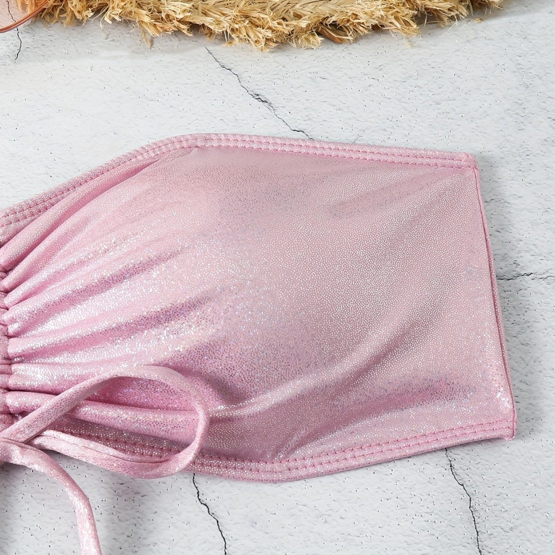 Dame Shimmering Bandeau Bikini Sæt Stilla