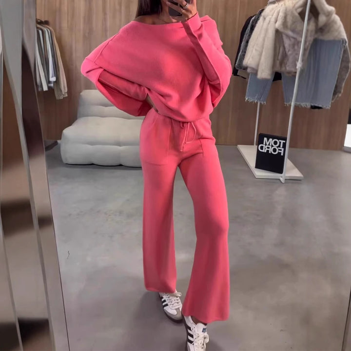 Dame Loungewear-sæt med bredtop og behagelige bukser Stilla