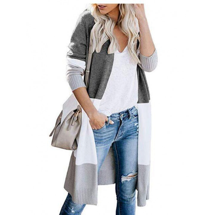 Kvinders fashionabel strik cardigan med farveblok striber Stilla