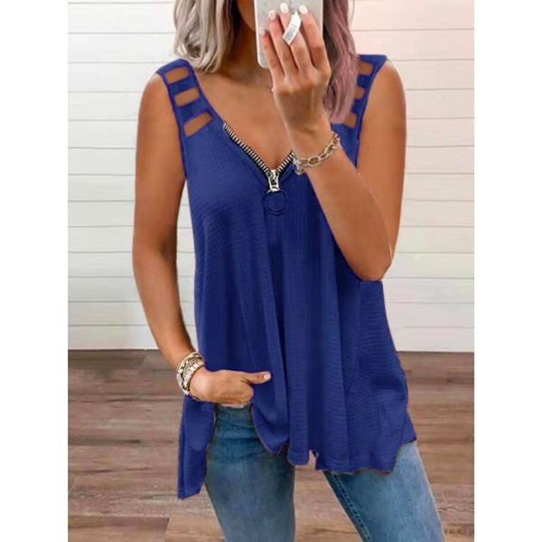 Dame Trendy Zip-Up Tanktop Stilla