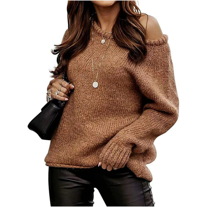 Kvinders moderne strikpullover med off-the-shoulder design og oversized pasform Stilla