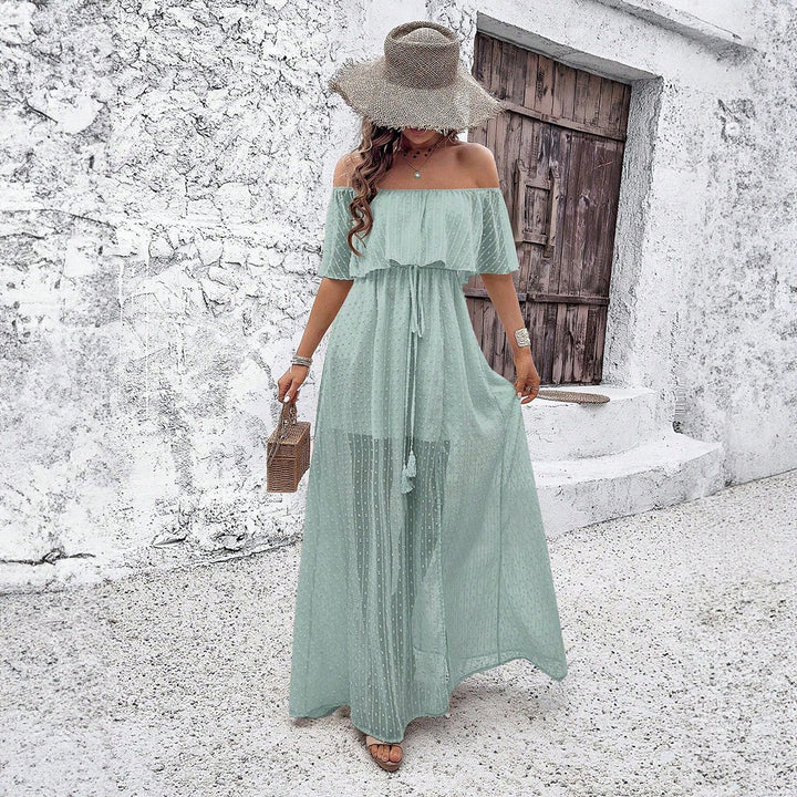 Dame Maxi-kjole med Off-Shoulder og elastisk taljebelte Stilla