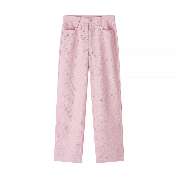 Dame bred stofbukser med jacquard-mønster Stilla