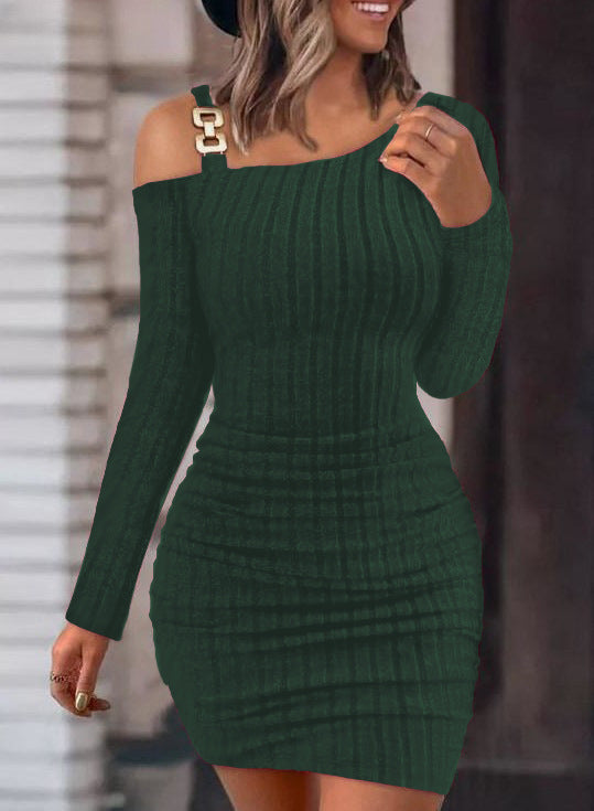 Dame Sexet Minikjole med raffinerede rib detaljer og elegant skulderdesign Stilla