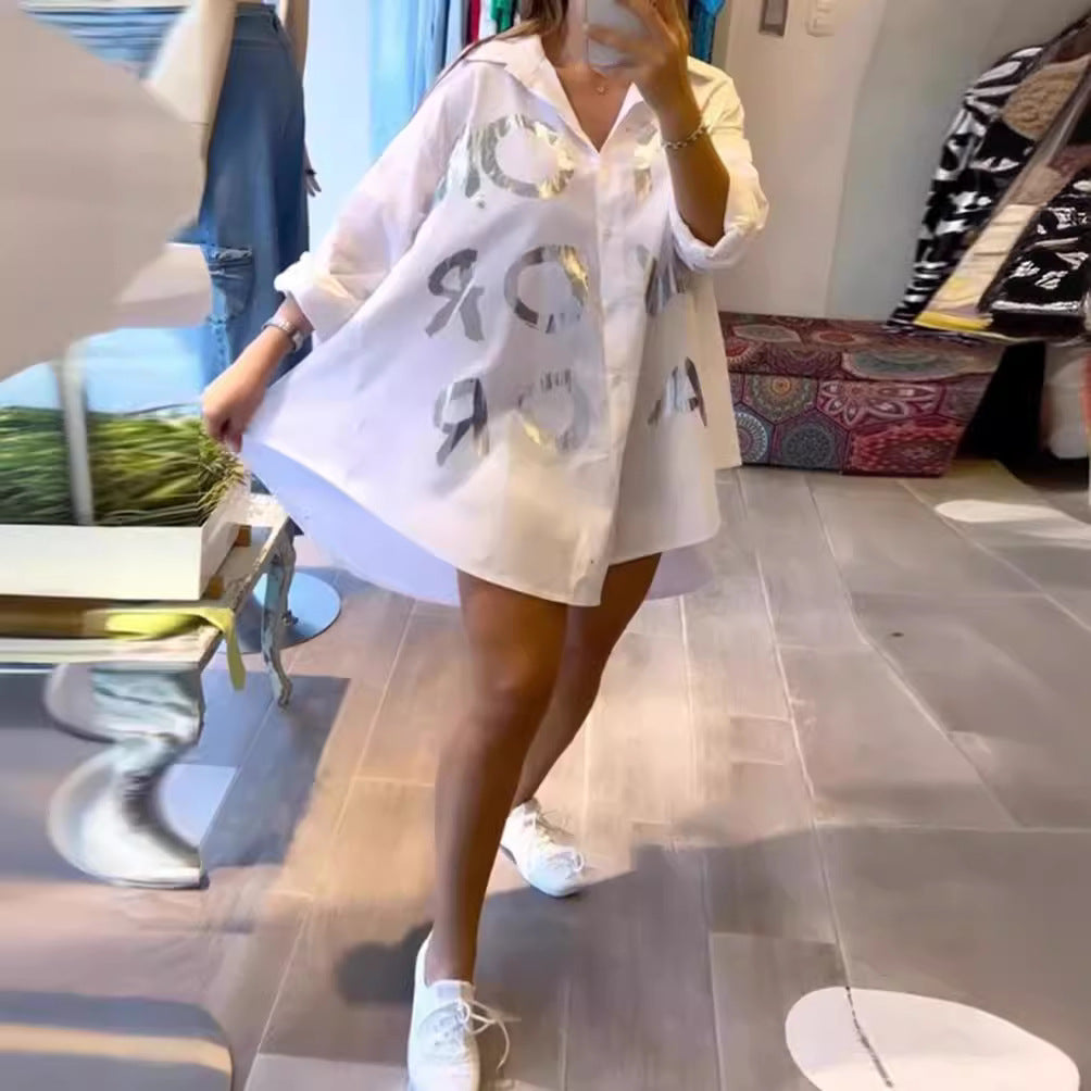 Dame Oversized Skjorte med reflekterende detaljer Stilla
