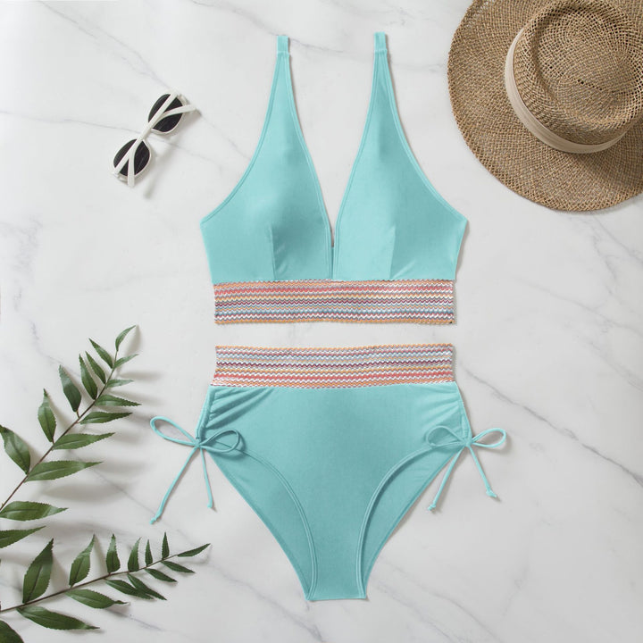 Dame Højt skåret Bikini-sæt med fashionable bindebånd og elegance snit Stilla
